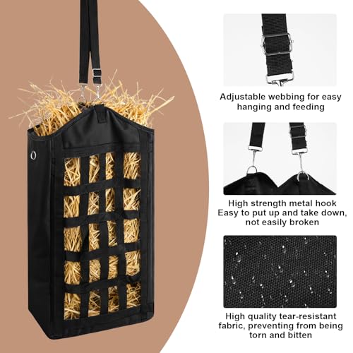 EUBUY 3 Pcs Hay Feeder for Goats and Horses, Slow Feed Design, Hay Nets | Design for Goats, Horse, Donkey, Large Opening with Adjustable Strap for Easy Hanging