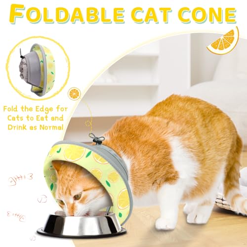 Cat Cone Collar Soft to Stop Licking, Adjustable, Foldable Lightweight Kitten Cones After Surgery Recovery for Cats & Kittens, Cat Cone Alternative, Easy Eating (Yellow, S) - color: Yellow, size: S
