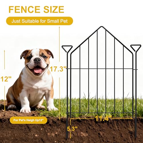 Garden Fence Border 17in x10ft,10 Panels Rustproof Metal No Dig Fence | Garden Fencing Animal Barrier,Decorative Garden Fence for Flower,Yard Outdoor Patio Decor with Ground Stake - size: 10 Panels-17in(H)x13in(L)-Style1