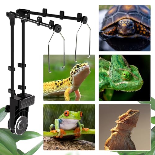 REPTI ZOO Dual Reptile Lamp Stand, Reptile Light Stand with Two Flexible Brackets, Height Adjustable (13.4 inch to 18.5 inch) for Hanging Heat Lamp Holder and Light Fixture