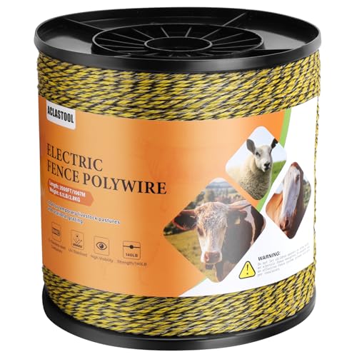 Electric Fence Wire, 3500ft 1067m, Polywire for Portable Livestock Fencing, 6 Stainless Steel Strands for Reliable Conductivity and Rust Resistance, UV Resistant - size: 3500 Feet/1067 Meters