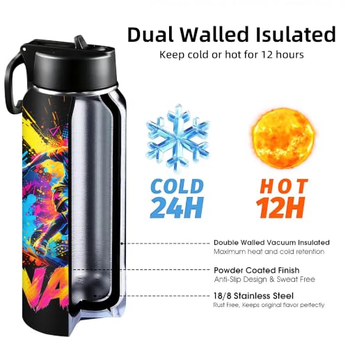 Custom 18oz Kids Water Bottle with Name, Cool Funny Sports Theme Insulated Bottle, Suitable for Boys Girls, Soccer Basketball Football Baseball - color: Color 05