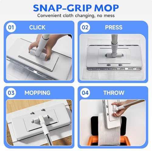 New Flat Mop with Extendable Handle for Multi-Surface Quick Cleanup | Mops for Floor Cleaning, No-touch Cloth Changing, Fits Most Pads, House Cleaning Supplies, No Back Strain, 10 Reusable Cloths - size: 1Mop with 10 Reusable Cloths