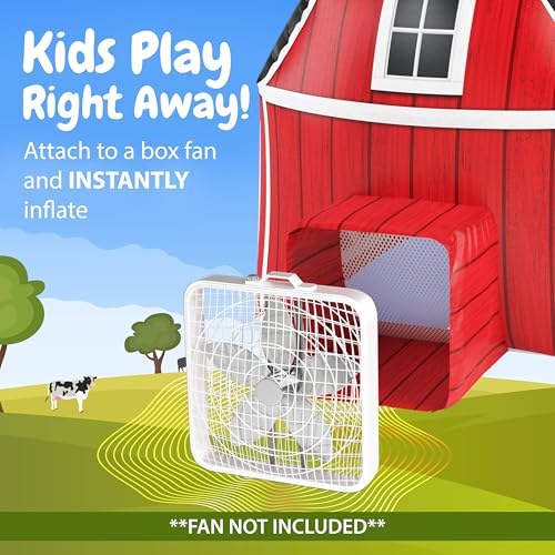 W&O Farmhouse Barn Inflatable Fort with Lights & Sound - Fan Not Included | Farmhouse Barn Aerodome with LED Lights, Farm Sound Button, Easy Entry/Exit & Barnyard Play. Great Gift, Ages 3-12 - color: Country Barn