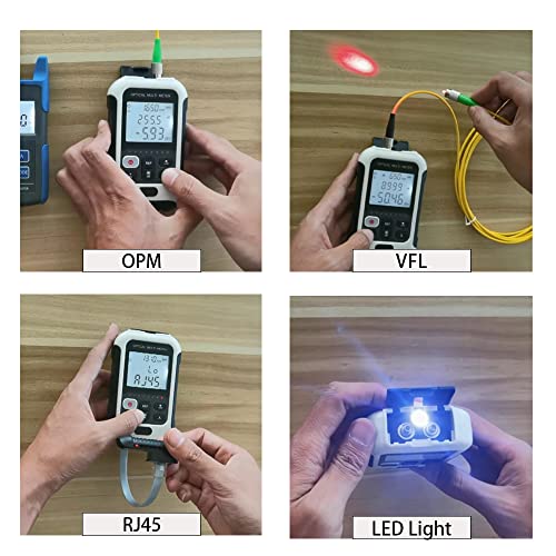 TM570 Fiber Optic Tester 3-in-1 — Optical Power Meter -70~+10 dBm, VFL Visual Fault Locator & RJ45 Cable Tester, Rechargeable Li-ion, FC/SC/ST, Compact 130g Fiber Light Meter
