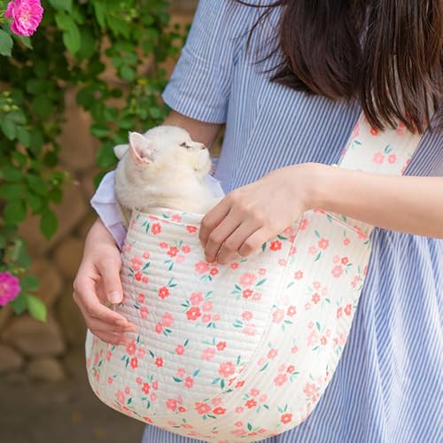 Flower Pet Sling Carrier for Small Dogs,Breathable Small Dog Carrier Sling,Puppy Carrier for Small Dogs and Cats,Dog Slings for Small Dogs (Pink, Medium)