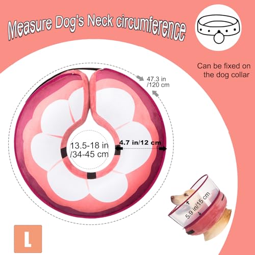Inflatable Dog Cone Collar for Large Medium Small Dogs, Soft Dog Donut Collar Adjustable Recovery Cone for Pets After Surgery, Extra Enhanced Anti-Licking Guard Shield (Mangosteen, Large) - color: Mangosteen, size: Large