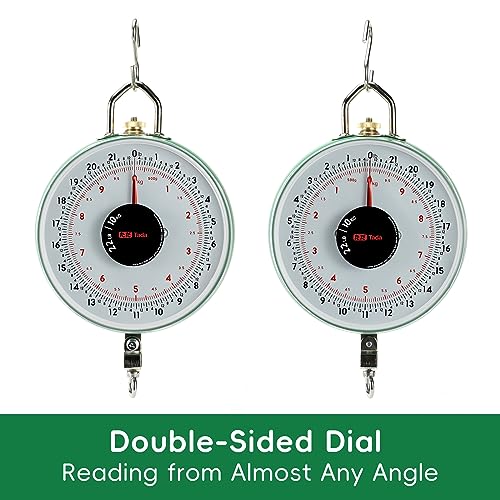 Tada 22LBS Double-Sided Dial Mechanical Hanging Scale with Scoop/Chain for Farm, Kitchen Food and Produce Weighing | Scoop/Chain for Farm, Kitchen Food and Produce Weighing