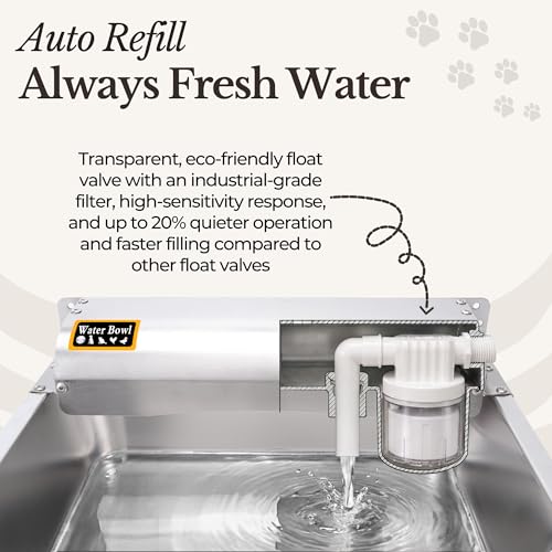 Automatic Pet Water Dispenser - 304 Stainless Steel Auto-Fill Water Bowl for Dogs - Poultry & Livestock - Float Water Level Control - 3/4" GHT Faucet Compatible - Wall Mount/Ground Usage - size: 1 GAL