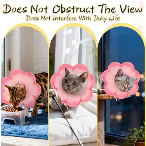 Cat Cone Collar Soft, Cat E Collar Recovery After Surgery to Stop Licking, Adjustable Waterproof Cute Neck Elizabethan Pet Kitten Puppy Donut Pillow for Cats Puppy Wound Healing, Pinks - color: Pink, size: Small