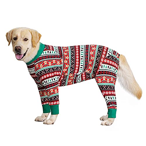 Dog Surgery Recovery Suit Female Male for Dogs After Surgery Medium Large Dogs Onesie Dog Pajamas Pjs Clothes (Christmas red, 28 (Chest 26.77 in | Backlength 18.11)) - color: Christmas red, size: 28 (Chest 26.77 in | Backlength 18.11)