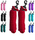Majestic Ally Pack of 2 Solid Poly Lead Rope for Horses & Livestock – 10 Foot Long and 5/8 inch Thick - Replaceable Heavy-Duty Bolt Snap – Handmade – Soft, Broken in Feel (RED) - color: RED