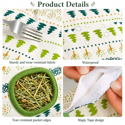 2-Pack Guinea Pig Hay Feeder,Hanging Canvas Hay Holder for Small Pet Cage | refillable closure, foldable storage, fit guinea pigs, rabbits & small herbivores