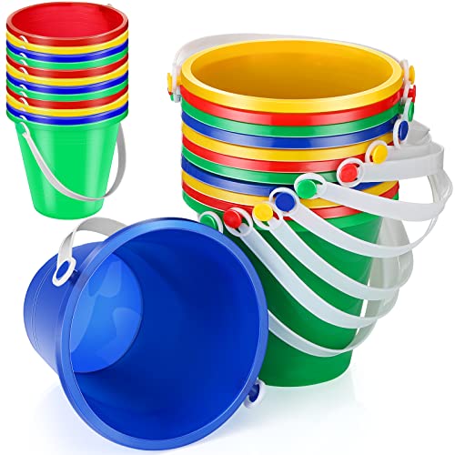 Didaey 24 Pcs 5 Inch Beach Buckets Bulk, Colorful Mini Sand Pails, 4 Colors - color: 4 Colors
