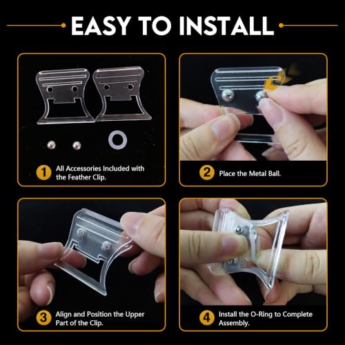 EUPHENG Smooth Flat Jaw CDC Feather Clips Fly Tying Hackle Clamp | Fly Tying Hackle Dubbing Holding Tool Transparent Anti-Slip Grip Texture Secure Feather Holding Fly Tying Accessories - size: 2pcs (S+M)