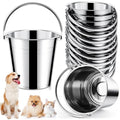 Hicarer 10 Pack 2.1 Quart Stainless Steel Dog Water Buckets, Metal Pails | For Dogs Birds Cats & Livestock, Pets, Kennels, Fences, Gardening, Camping, Handle Design, Heavy Duty, Durable, Easy Clean - size: 2.1 Quart