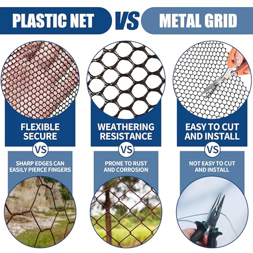 Black Plastic Chicken Wire Mesh,16in x 16.4ft with 30 Zip Ties | Easy to cut and bend, no sharp edges. Ideal for poultry, rabbits, dogs, garden beds, balcony screens, floral guards & DIY. - color: 16ft Black