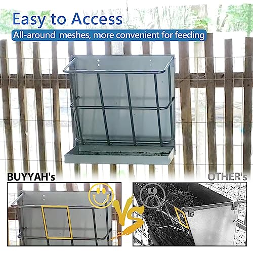 2Pcs Hay Feeder Goat 22 Gallon | Hay Rack, Heavy Duty Iron 2 in 1 Hay Rack for Sheep, Horses, Goats with Grain Tray, Effortless Installation in Farm - size: 2 IN 1 (2PCS)
