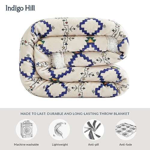 Paseo Road Indigo Hill by HiEnd Accents Arrow Indian 54x68 Throw Blanket | Aztec Tribal Navajo Print, Western Southwestern-Style Sherpa Fleece Blanket for the Couch, Sofa, Bed, or Camping - color: Arrow Aztec