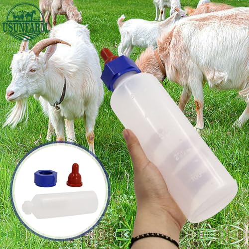 2PCS 500ml Calf Nursing Feeder Bottle with Rubber Nipple Milk Feeder Feeding Bottles,Farm Goat Calf Sheep Milk Feeder Livestock Tools (500ml 2pcs) - size: 1 Count (Pack of 2)