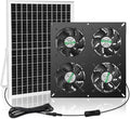 blessny Weatherproofed Solar 4 Fan Kit for Outside Intake or Exhaust air | 25W Solar Powered, 14.7 Ft Long Cord with IP65 Weatherproof Rate for Greenhouse, Chicken Coop & Shed Air Circulation - size: 4 Fan Kit