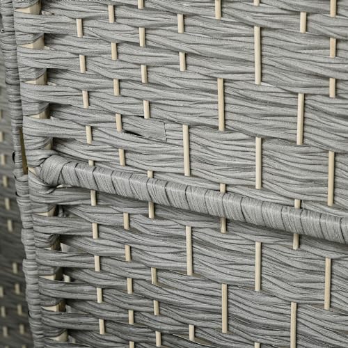 HOMCOM 3 Panel Room Divider 6 Ft Privacy Screen Hand-Woven Mixed Gray | Folding PP Wall Partition, Pine Wood Frame, Freestanding Room Separator, Bedroom Home Office, No Assembly - color: Mixed Gray, size: 3 Panel