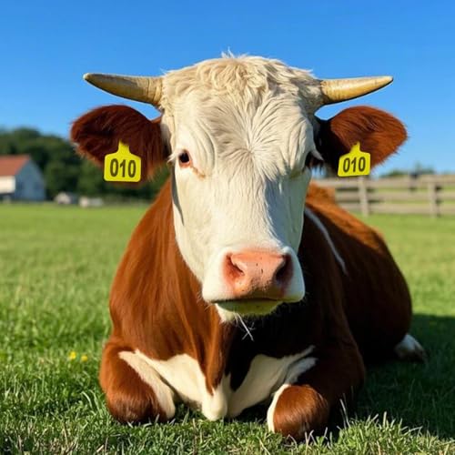 Cattle Ear Tags 201-300 Numbered Large Plastic Livestock Ear Tag,Yellow | L3'' x W 2.5'' For Sheep Calf Goat Pig,Animal Id Tags For Ranch & Farm Herd Tracking, Laser Print Clear Numbers,Copper Head - color: Yellow, size: 201-300