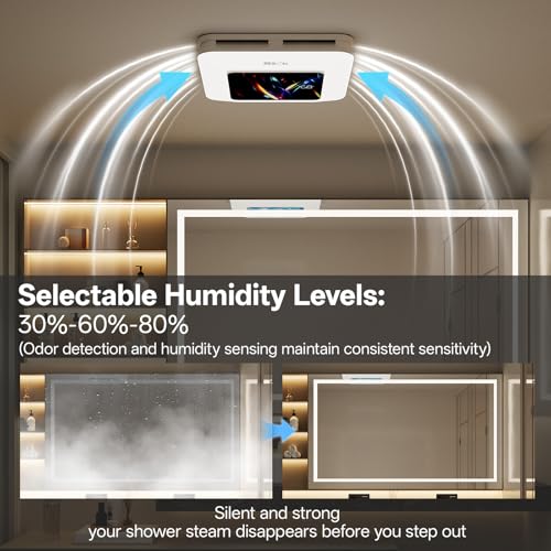 RexTact Bathroom Fan with Humidity Sensor,230 CFM 1.0 Sone Bathroom Exhaust Fan with Light,Ventilation and Exhaust Fan with Remote Control and Timer Function,Black - color: Black