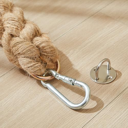 SHENGOCASE 1.9" x 8.9Ft Cat Climbing Jute Rope for Ceiling with Hook, Wall Mounted Furniture for Indoor and Outdoor Cats, Cimbing Pole (8.9 Feet) - size: 8.86 Feet