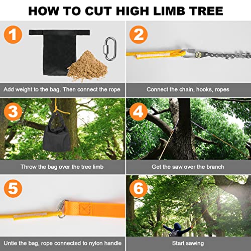 Premium 55 Inch High Limb Rope Saw with Two Ropes,70 Sharp Teeth Blades on Both Sides-Best Folding Pocket Chain Saw for Camping,Field Survival Gear,Hunting.