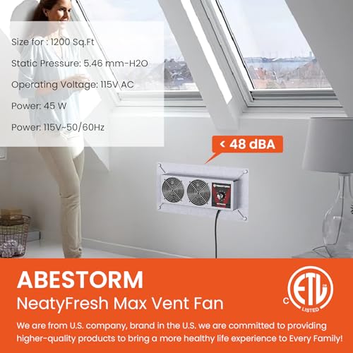 Abestorm 220 CFM Crawlspace Ventilation Fan with Humidistat | Smart Digital Panel,Temperature Controller, Moisture Reducing, for Crawl Spaces Garage Attic Hydroponics Grow Tents, IP55 - color: Black