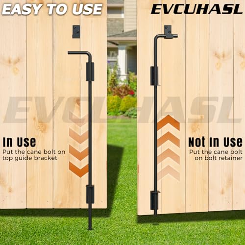 24" Cane Bolt Gate Drop Rod Heavy Duty Stopper Hardware, Gate Ground Latch for Wood Metal Vinyl Gates Doors, Gate Drop Pin for Holding Gate to The Ground, Black Finish-1 Pack - size: 24 Inch