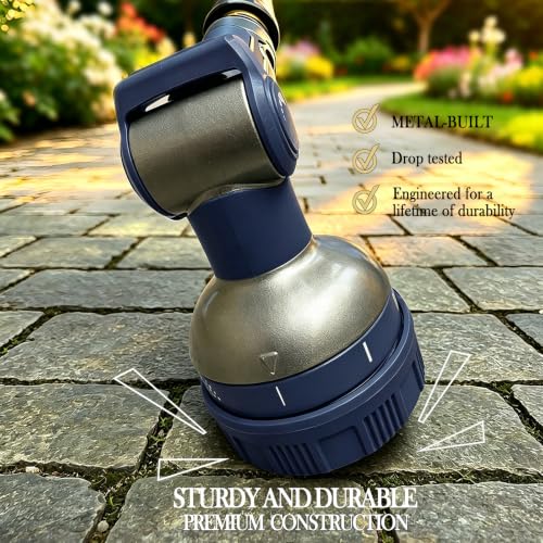 Garden Hose Nozzle Heavy Duty Metal Water Hose Sprayer | Heavy Duty Metal Spray Nozzle With Thumb Control. Japanese-style Design & 8 Spray Patterns For Different Blooming Seasons - color: Navy Blue