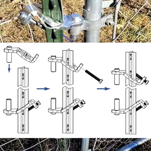 QMARK Fence Gate Hinge Pins, 5/8 Inch, 2 Pack, T-Post Hinge | Galvanized Steel, Fence Gate Hangers, For Farm and Garden