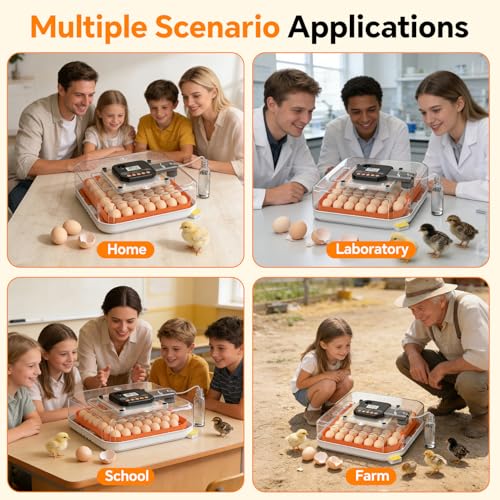 48 Egg Incubators for Hatching Eggs, Chicken Incubator with Auto Turner, Digital Temp & Humidity Control, Built-in Egg Candler & External Water Refill - for Hatching Chicks, Ducks, Quail, Goose Eggs