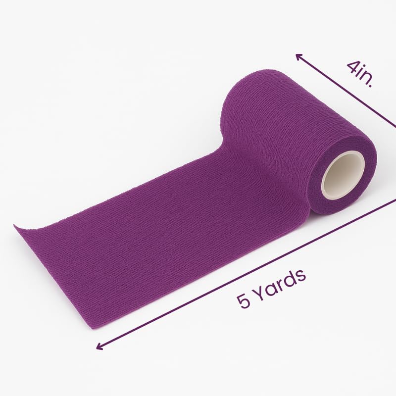 4" Cohesive Flexible Bandage Wrap – Purple - 8 Pack | Self-Adherent Vet Tape for Animal Use | Breathable, Easy Tear, No Clips Required | Ideal for Horses, Dogs, Livestock, Pets - color: Purple