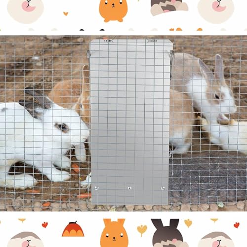 2 Packs Metal Rabbit Feeders for Cages Galvanized Steel Bunny Food Dispenser Automatic Rabbit Feeder for Rabbits Chicken Guinea Pigs Ferrets and Other Small Animals
