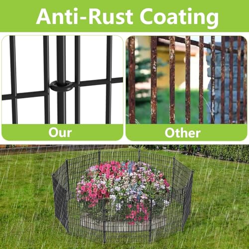 Toolterritary 10 Panels No Dig Garden Fence with Gate, 40 in(H) X 24.2 ft(L) Metal Fence Panels, Thickened Rustproof Garden Fencing, Animal Barrier Fence for for Dogs, Rabbits, Landscape, Patio - size: 40 in(H)×29in(L)