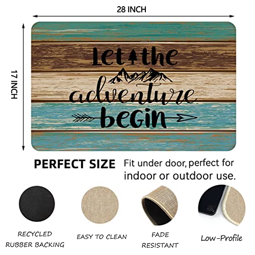 Welcome Mats for Front Door Farmhouse Camper Door Mat Trailer RV Floor Mats Let The Adventure Begin Camping Doormat Non Slip Rubber Entrance Rug for Indoor Outdoor 17x28 inch