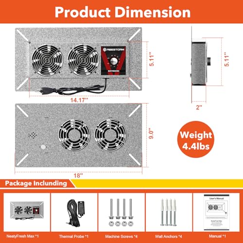 Abestorm 220 CFM Crawlspace Ventilation Fan with Humidistat | Smart Digital Panel,Temperature Controller, Moisture Reducing, for Crawl Spaces Garage Attic Hydroponics Grow Tents, IP55 - color: Black
