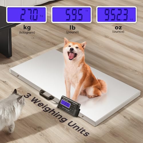 Pet Scale for Large Dog 1100lb x 0.2lb, Postal Scale with Large Stainless Platform 40.5” x 20.8”, Animal Scales for Weighing,Vet Scale with Rubber Mat Livestock Scale for Dog, Sheep