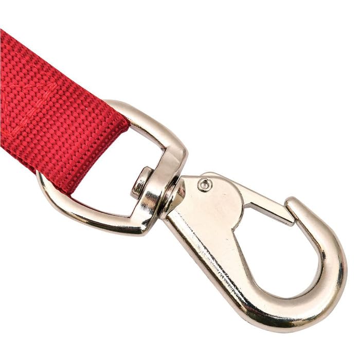 Jeffers Livestock Nylon Bucket Strap 24" – Heavy Duty Trigger Snap Hook for Hanging Water Buckets, Feeders, Hay Bags – Easy Use Fence Rail Loop for Barn, Horse, Goat, Dog, Stable, Tack - Red