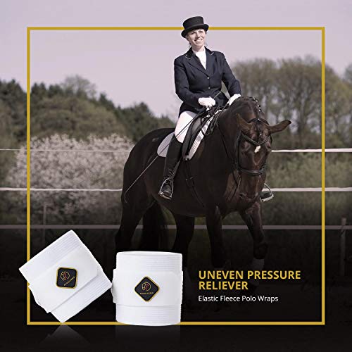 Elastic Fleece Bandages for Horses, Non- Slip and Snug fit Breathable Material for Injury Protection and Superior Legs Support, Stocking up Solution - White - (2 Units Per Pack) - color: White, size: 2 Pack