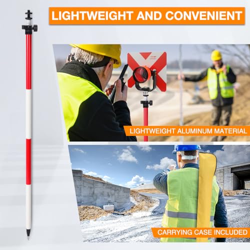Surveying Aluminum Prism Pole, with Adjustable Adapter and Twist Lock for Land Surveying (8.53 FT/2.6 M) - size: 8.53FT/2.6M