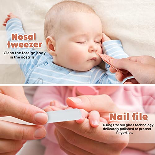 Baby Nail Clippers Set with Cute Case, Infant Fingernail and Toenail File Kit for Newborn Manicure and Pedicure, New Mom Grooming Gift - color: Lan White