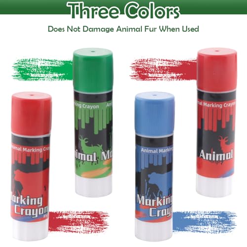 4 Pcs 2.82 Oz Livestock Marker Crayon, Cattle Marking Tools for Pig Cow Goat Horse, Donkey, Large Animal Crayons, Water Proof, Animal Skin Marking(2 Red, 1 Blue, 1 Green)
