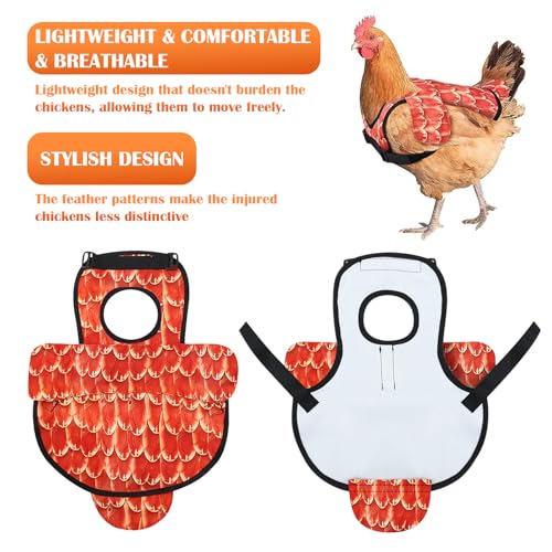 Chicken Saddles for Hens, Chicken Apron Back Protector for Hens with Adjustable Strap, Chickens Hen Mating Saddle with Wing Cover-Orange - color: Orange