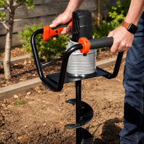 XtremepowerUS 1500W Electric Post Hole Digger Earth Auger Dig Hole Fence Post Hole Digging, Tree Planting with 6" Digging Auger Bit Set, 3/4" Shaft
