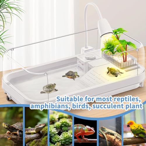 Moonorange Reptile Heat Lamp, 360° Rotatable Light Lamp with 2pcs Longlasting Basking Bulbs (25W + 50W), Suitable for Turtle, Snake, Lizard, Bearded Dragon, Reptiles (White) - color: C Lamp Kit (White)