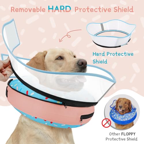 Supet Raised Inflatable Dog Cone Collar to Stop Licking, Soft Dog Cone Alternative After Surgery, Doggie Neck Donut Collar for Small Medium Large Dogs - color: Donut Light Blue, size: M(Neck 9"-12.5")